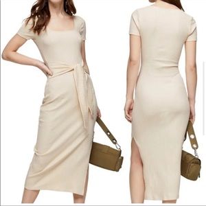 Topshop NWT Ribbed Cream Tie Front Dress